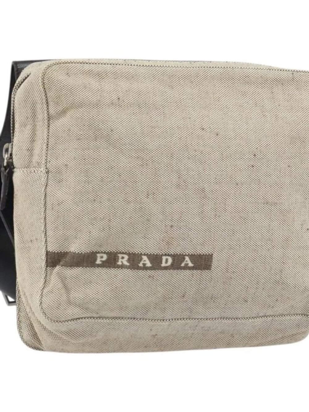 PRADA Sports Backpack Canvas Beige Silver Auth 166696